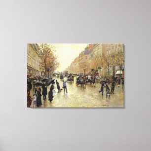 Boulevard Poissonniere in the Rain, c.1885 Canvas Print