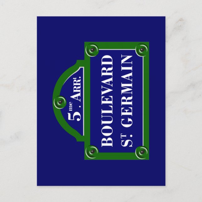 Boulevard Saint-Germain, Paris Street Sign Postcard (Front)