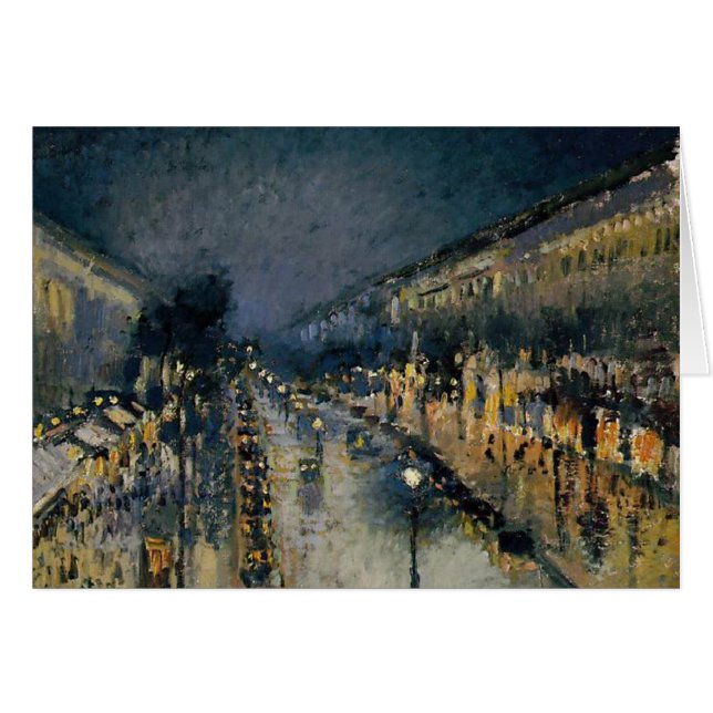 Boulevarde Montmartre at Night  ~ Camille Pissarro (Front Horizontal)