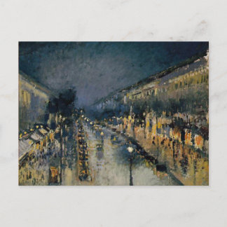 Boulevarde Montmartre at Night ~ Camille Pissarro Postcard