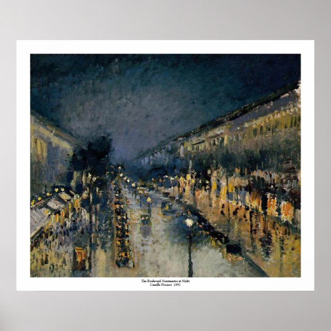 Boulevarde Montmartre at Night ~ Camille Pissarro Poster (Front)
