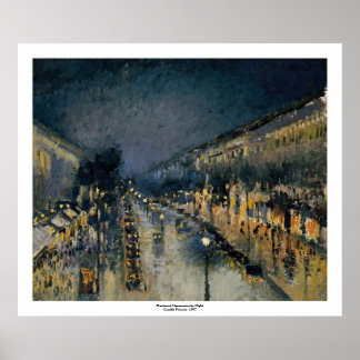 Boulevarde Montmartre at Night  ~ Camille Pissarro Poster