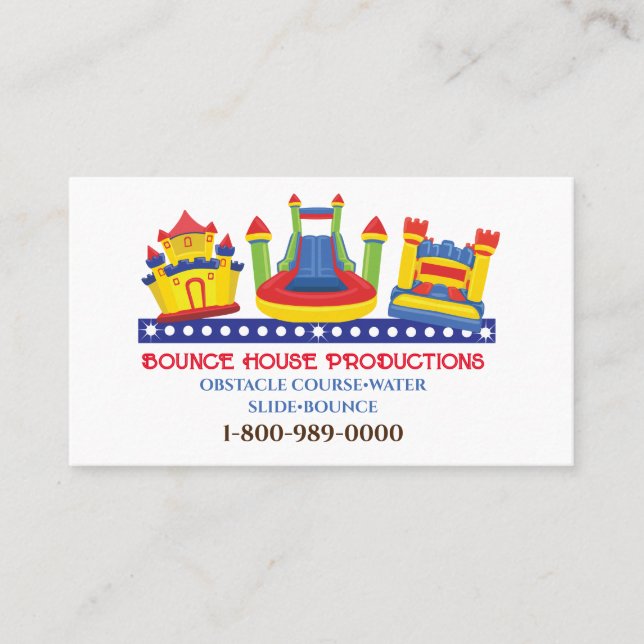 BOUNCE BOUNCY HOUSE BIRTHDAY PARTY Business Sign Business Card (Front)