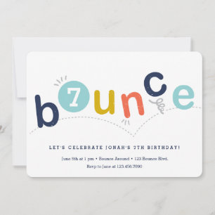 Bounce Colourful Modern Kids Birthday Party Invitation