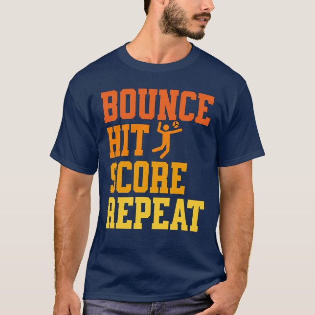Bounce Hit Score Repeat Spikeball T-Shirt (Front)