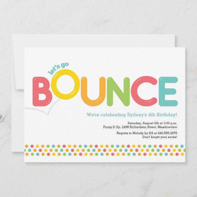 Bounce House Birthday Invitation Pink & Aqua (Front)