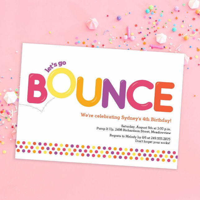 Bounce House Birthday Invitation Pink & Orange (Creator Uploaded)
