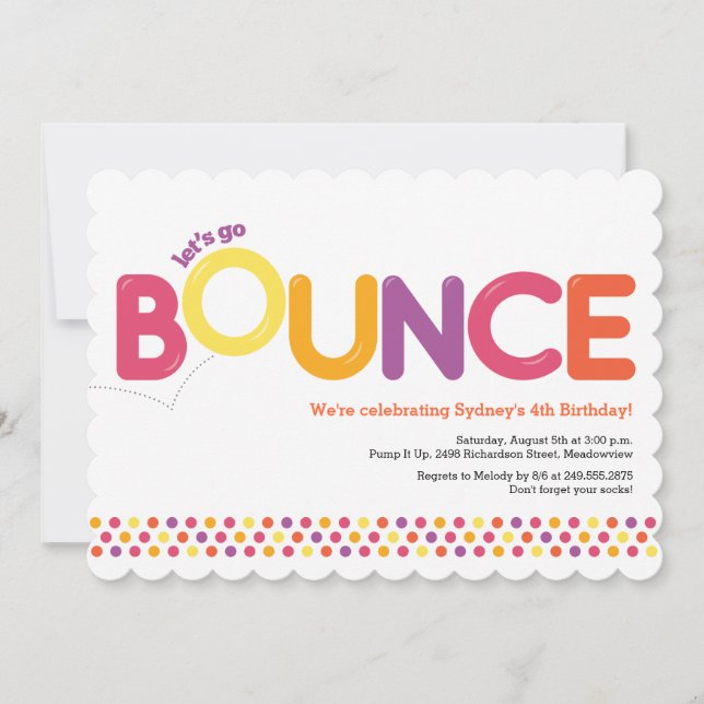 Bounce House Birthday Invitation Pink & Orange (Front)