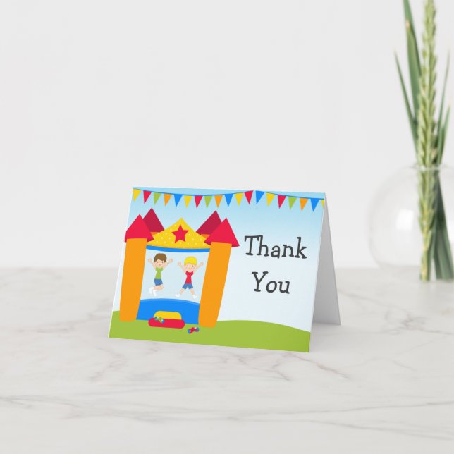 Bounce House Birthday Party Thank You Card (Front)