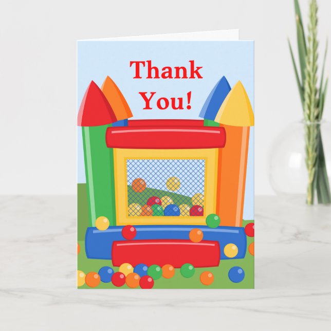 Bounce House Birthday Thank You Card (Front)