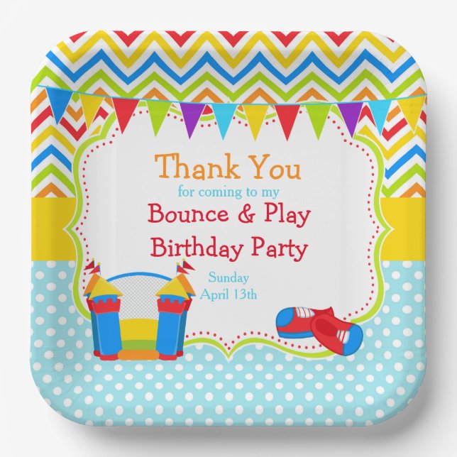 Bounce House Bouncy Castle Birthday Party Paper Plate (Front)