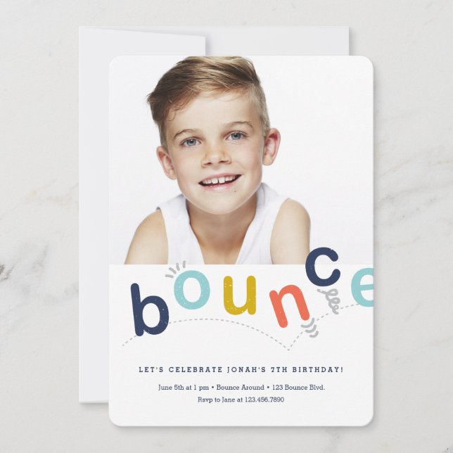 Bounce House Colourful Modern Kids Birthday Party Invitation (Front)