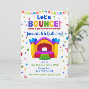 Bounce House Colourful Rainbow Birthday Party Inv Invitation
