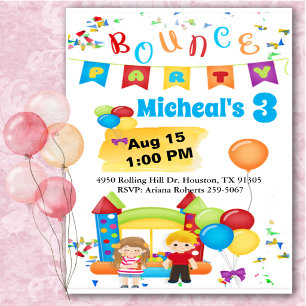 Bounce House Fun Colourful Birthday Party  Invitat Invitation