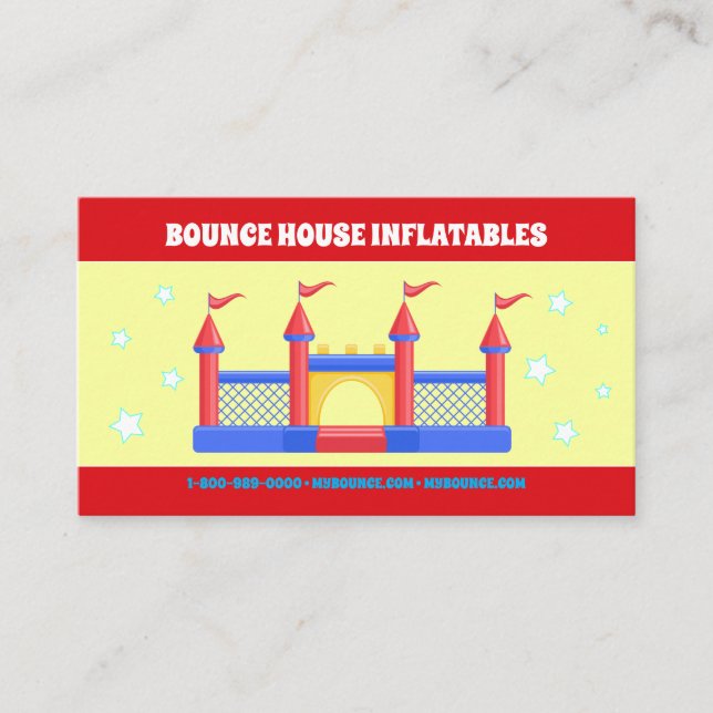BOUNCE HOUSE INFLATABLES PARTY CAR TRUCK BUSINESS BUSINESS CARD (Front)
