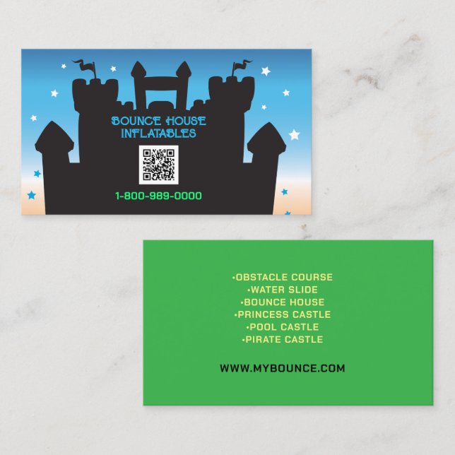 BOUNCE HOUSE INFLATABLES PARTY QR Code Business Card (Front/Back)