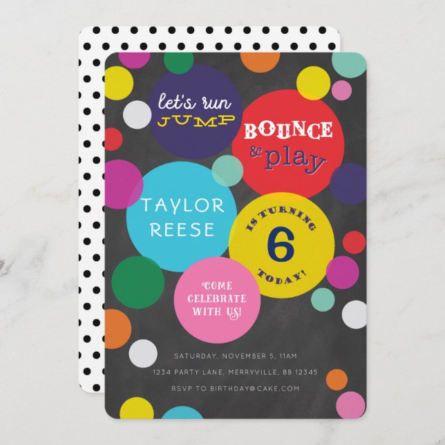 Bounce House Jump Birthday Invitation (Front/Back)