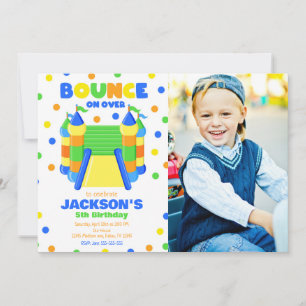 Bounce House Jump Birthday Party Photo Invitation