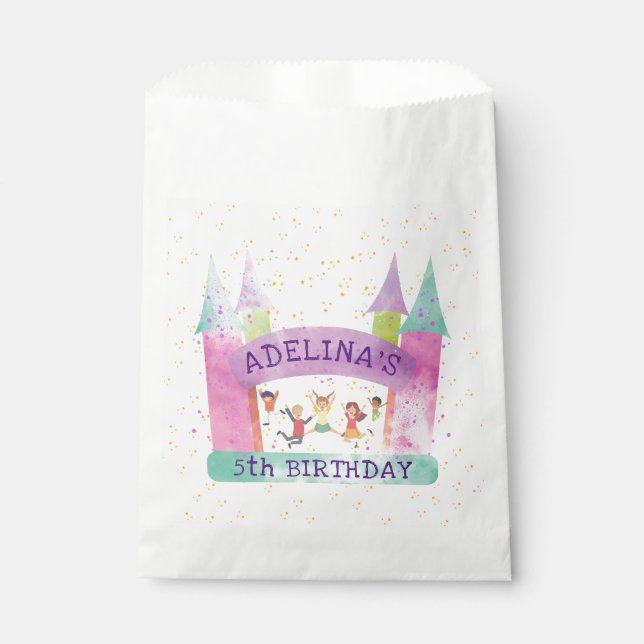 Bounce House Jump Play Gymnastics Kids Birthday Favour Bags (Front)