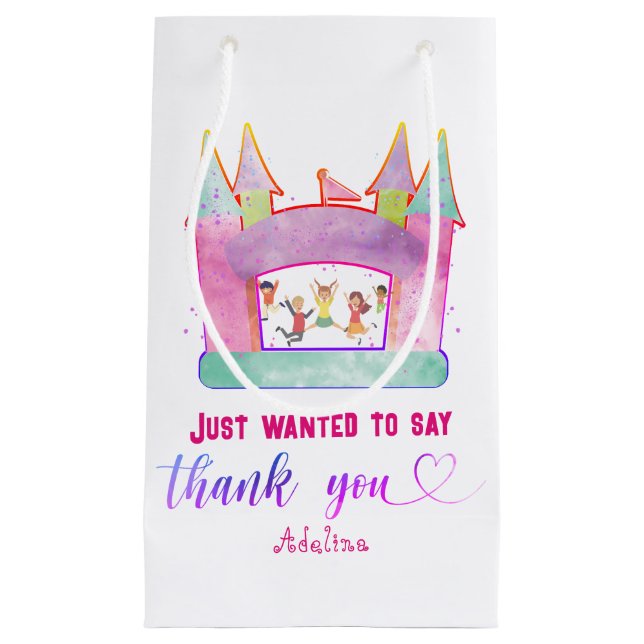Bounce House Jump Play Gymnastics Kids Birthday Small Gift Bag (Front)