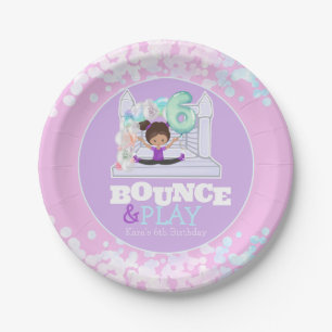 Bounce House Jump Play Sixth Birthday  Paper Plate