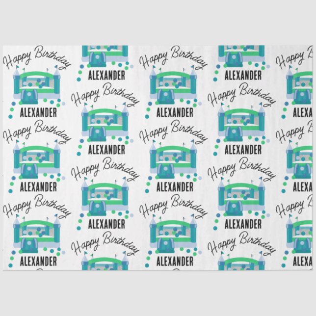 Bounce House Jumping Castle Birthday Name Kids Boy Tissue Paper (Front)