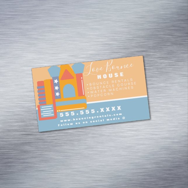 Bounce House Logo Party Carnival Rentals  Business Magnetic Business Card (In Situ)