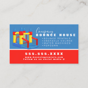 Bounce House Logo Party Rental Blue Red Busines Business Card