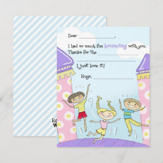Bounce House Party Fill-in-the-Blank Kids Thank You Card