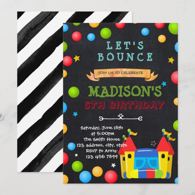 Bounce house party invitation (Front/Back)
