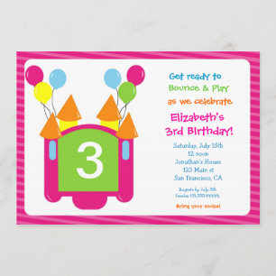 Bounce House Photo Birthday Invitation for girl