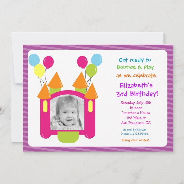 Bounce House Photo Birthday Invitations (Front)