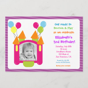 Bounce House Photo Birthday Invitations