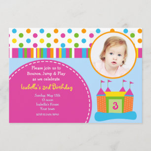 Bounce House Photo Birthday Party Invitations