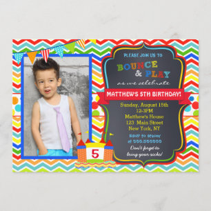 Bounce House Photo Birthday Party Invitations