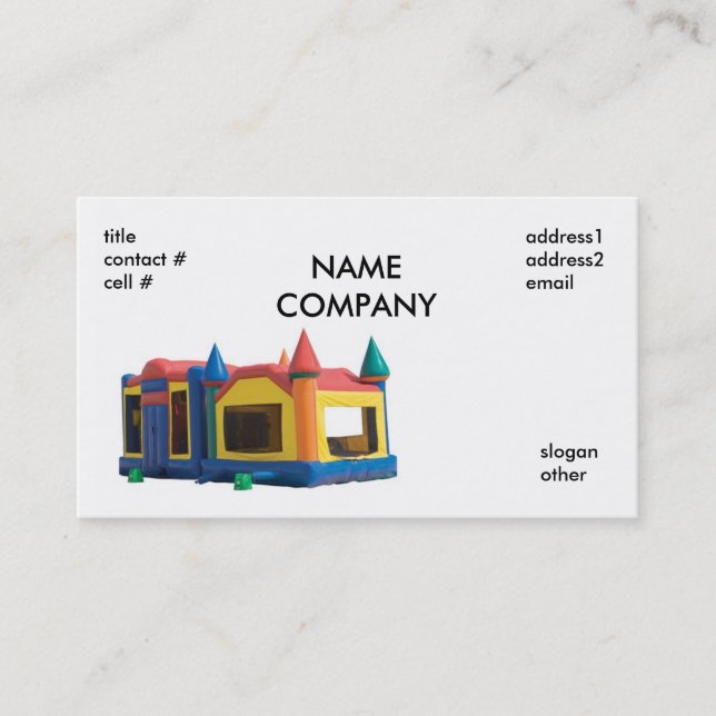 bounce house rental, NAMECOMPANY, titlecontact ... Business Card (Front)