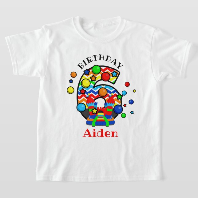 bounce house Sixth birthday party shirt castle (Laydown)