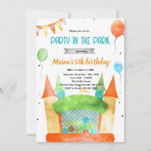 Bounce house theme party invitation