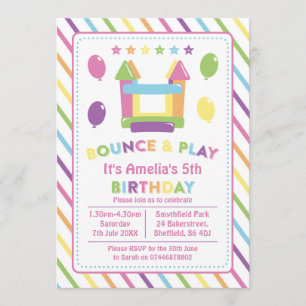 Bounce house themed birthday party invitation