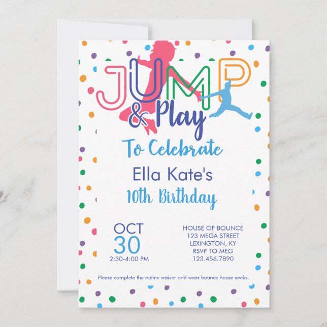 Bounce House Trampoline Jump Birthday Party Invitation (Front)