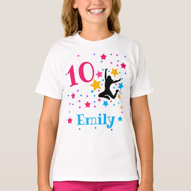 Bounce Jump Trampoline Birthday Girl Party  T-Shir T-Shirt (Front)