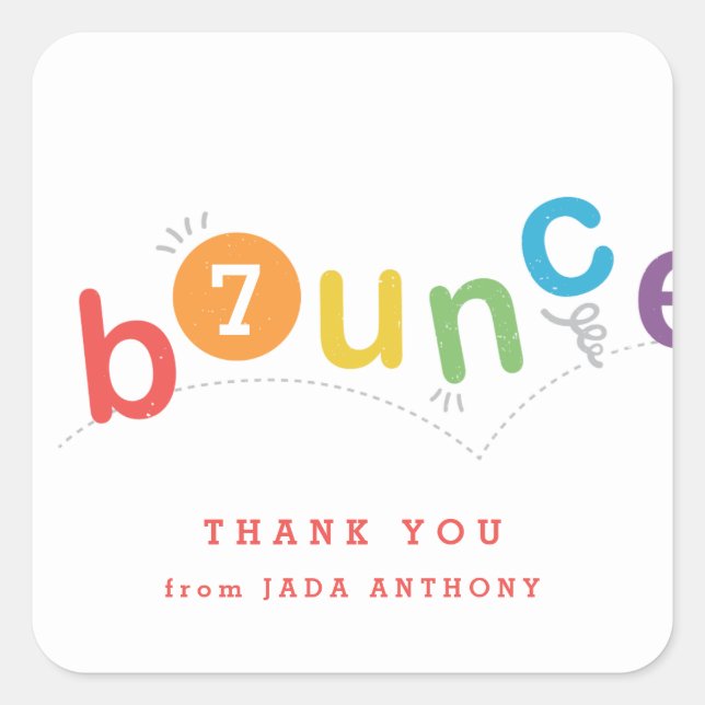 bounce Kids birthday party thank you Square Sticker (Front)