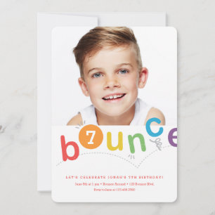 Bounce kids colourful birthday party invitation