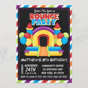 Bounce Party Invitation Kids Bounce Birthday Party