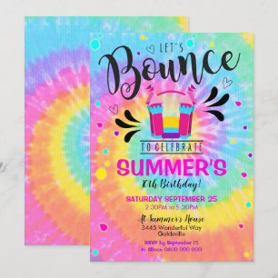 Bounce Party Invitation Tie Dye Jump Invitation