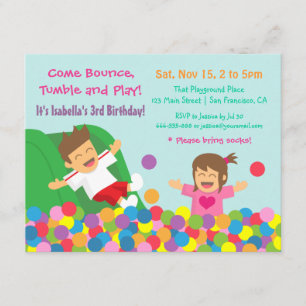 Bounce Play Gym Kids Birthday Party Invitations