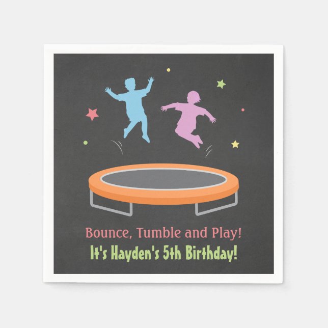 Bounce Trampoline Kids Birthday Party Napkins (Front)