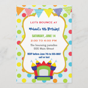 Bouncing Invitation Kids Birthday Party Bounce