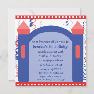 Bouncing of the Walls Bounce House Birthday Party Invitation