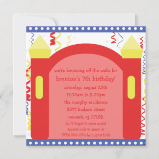 Bouncing of the Walls Bounce House Birthday Party Invitation